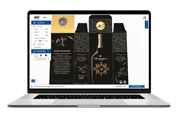 MGI mock up on laptop